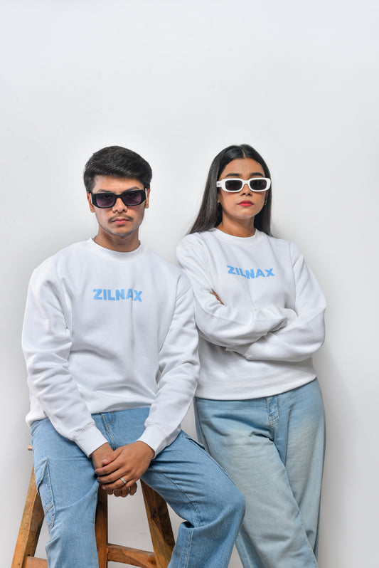 White Printed Premium Fleece Sweatshirt