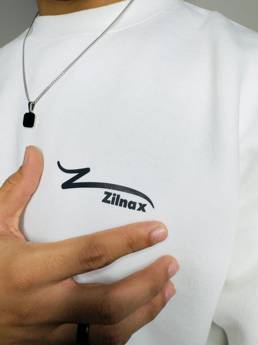 White Zilnax Logo Premium Fleece Sweatshirt